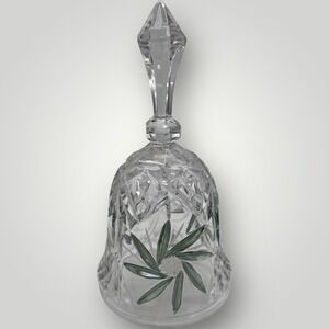 Vtg CRYSTAL CLEAR & Green HAND CUT 24% PBO LEAD CRYSTAL WEST GERMANY BELL Gift